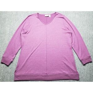 Denim Company Sweater Womens XL Purple V Neck Long Sleeve Stretch Pullover Top